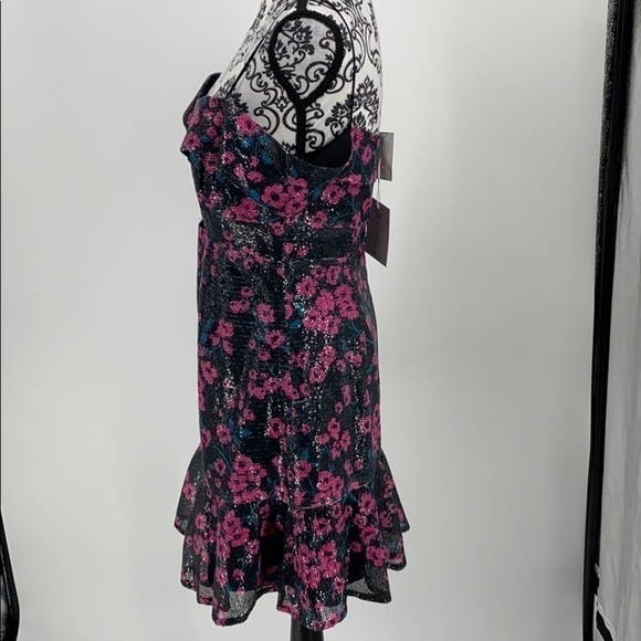 Wayf Janet Sequined Off-the-shoulder Mini Dress floral sparkly peekaboo cutout - Picture 9 of 14